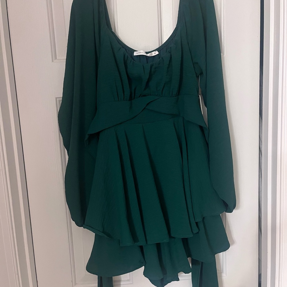 Altar'd State Deep Green Long Sleeve Romper